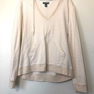 NWOT Tommy Hillfiger Tan/Cream Stripe Pullover Hoodie/Sweater- Size Large